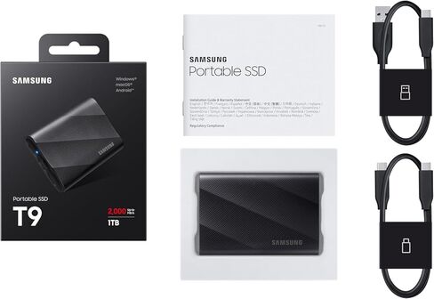Samsung Portable SSD T9 1TB: Ultra-Fast USB 3.2 Gen2x2, Cooling Tech - Black (2-Pack) in Kuwait
