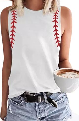 Baseball Mom Tank Tops for Women Funny Baseball Workout Tank Tops Summer Sleeveless Baseball Tee Shirts Tops in Saudi Arabia