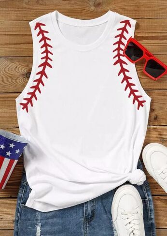 Baseball Mom Tank Tops for Women Funny Baseball Workout Tank Tops Summer Sleeveless Baseball Tee Shirts Tops in Saudi Arabia