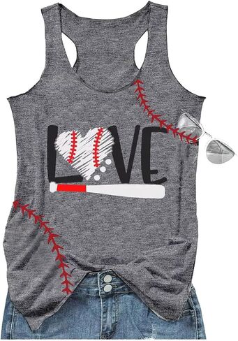 Baseball Mom Tank Tops for Women Funny Baseball Workout Tank Tops Summer Sleeveless Baseball Tee Shirts Tops in Saudi Arabia