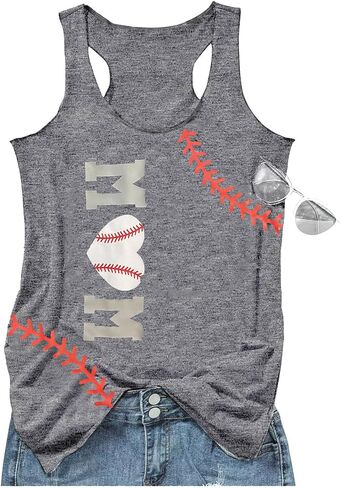 Baseball Mom Tank Tops for Women Funny Baseball Workout Tank Tops Summer Sleeveless Baseball Tee Shirts Tops in Saudi Arabia