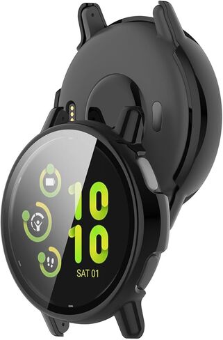 Full Coverage Case with Screen Protector Compatible with Garmin Vivoactive 5, Disscool Ultra-Thin Hard PC and Real Glass Replace Protective Case Cover Compatible with GarminActive5(Black) in Kuwait