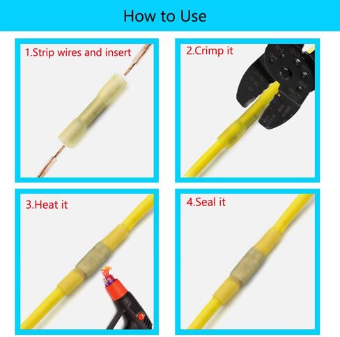 ESUPPORT 100Pcs Heat Shrink Butt Wire Electrical Crimp Terminal Connectors AWG Gauge Waterproof Bulk Insulated Splice Kit Car Automotive Boat (Red 18-22AWG) in Saudi Arabia