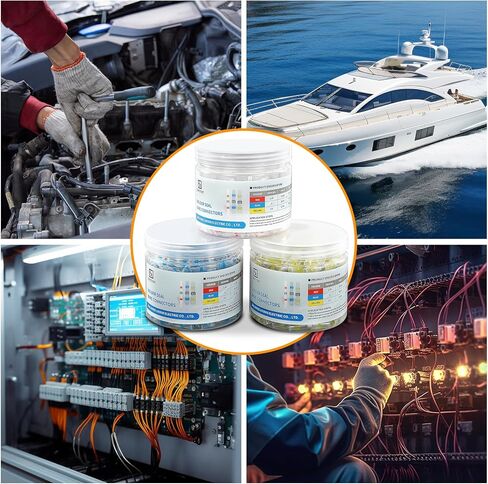 LXNCTORT 150Pcs Yellow Tin Solder Seal Heat Shrink Wire Connectors Butt Splice Wire Waterproof Terminals A.W.G. 12-10 for Automotive,Boat,Marine,Electrical in Saudi Arabia