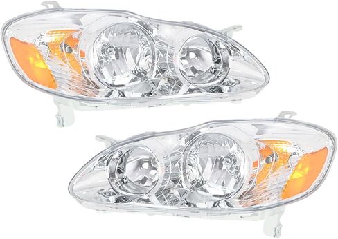 Headlights Front Head Lamps Direct Replacement Pair Left + Right Completed Set Replacement for 2003 2004 2005 2006 2007 2008 Toyota Corolla in Saudi Arabia