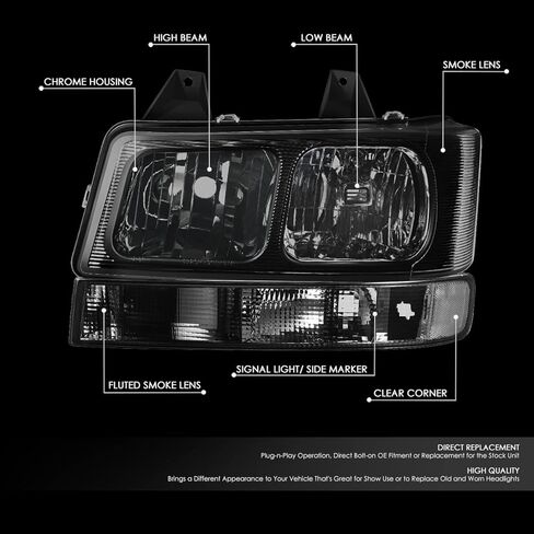 DNA MOTORING HL-OH-CEGS03-4P-SM-CL1 Pair of OE Style Headlights & Bumper Turn Signal Lights Compatible with 03-14 Express Savana 1500/03-23 Express Savana 2500 3500,Smoked/Clear in Saudi Arabia