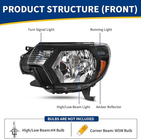 AUTOSAVER88 Headlights Compatible with 2012 2013 2014 2015 Tacoma Passenger and Driver side Black Housing in Saudi Arabia