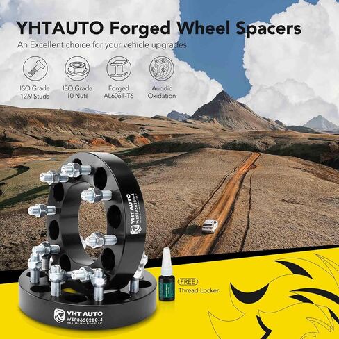فواصل عجلات YHTAUTO مقاس 8 × 6.5 بوصة مقاس 1.5 بوصة تناسب تشيفي سيلفرادو، جي إم سي سييرا، رام 2500/3500، نيسان، نماذج هامر فواصل إطارات مع مسامير M14x1.5 126.15 مم محور تتحمل 8 عروة 4 قطع محول عجلة سوداء in Saudi Arabia