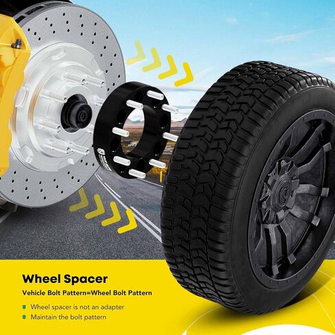 فواصل عجلات YHTAUTO مقاس 8 × 6.5 بوصة مقاس 1.5 بوصة تناسب تشيفي سيلفرادو، جي إم سي سييرا، رام 2500/3500، نيسان، نماذج هامر فواصل إطارات مع مسامير M14x1.5 126.15 مم محور تتحمل 8 عروة 4 قطع محول عجلة سوداء in Saudi Arabia