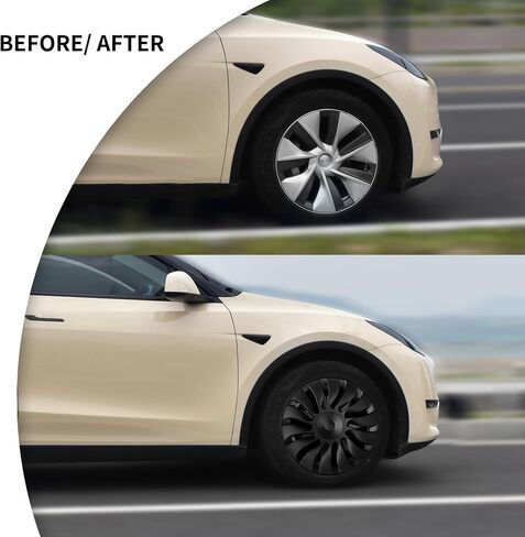 Model Y Hubcap PC+ABS 19 Inch Matte Black Wheel Cover Uberturbine No Noise Symmetrical Wheel hub Cap Replacement Set of 4pcs 2020-2023 Model Y Accessories… in Saudi Arabia