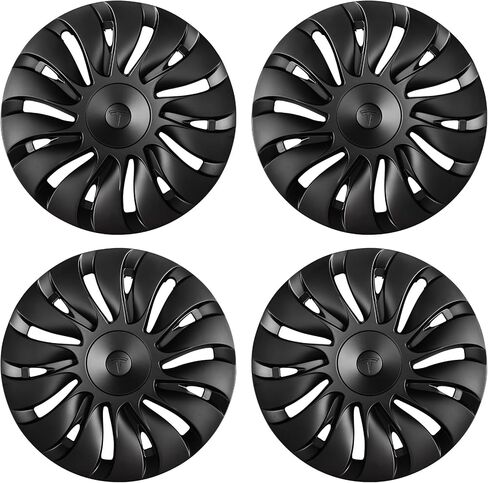 Model Y Hubcap PC+ABS 19 Inch Matte Black Wheel Cover Uberturbine No Noise Symmetrical Wheel hub Cap Replacement Set of 4pcs 2020-2023 Model Y Accessories… in Saudi Arabia