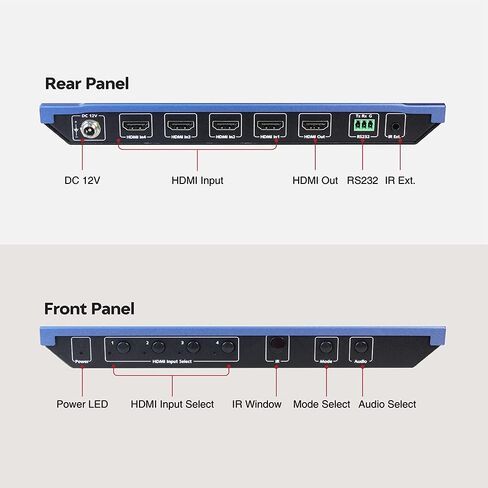 AV Access 4x1 4K HDMI Multiviewer Switch Screen Divider 4 HDMI Screen Splitter with Seamless Switching, 4K/1080p HDMI Out, Split Screen, 3 Way Control, IR Extension Remote + RS232 Control in Saudi Arabia
