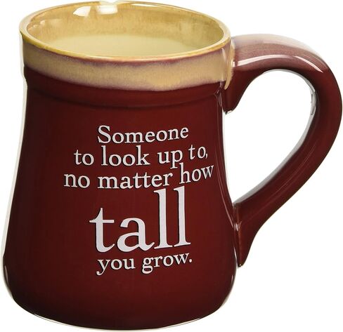 Porcelain Dad Coffee Mug - Burgundy - "Someone To Look Up To No Matter How Tall you Grow" in Saudi Arabia