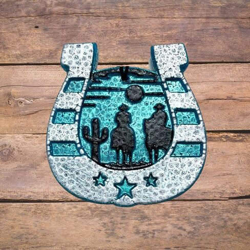 Horseshoe Cowboy Cactus Horse Southern Freshie Silicone Mold for Scented Aroma Beads 3.75" Tall x 3.6" Wide x 0.8" in deep Western Country Resin, Car Candle, Soap, Oven Safe Heat Resistant to 400F in Saudi Arabia