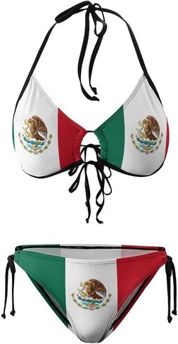 المرأة المكسيكية العلم بالإضافة إلى حجم ملابس السباحة مثير الرسن المثلث قطعتين بيكيني مجموعة in Kuwait