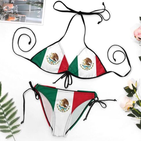 المرأة المكسيكية العلم بالإضافة إلى حجم ملابس السباحة مثير الرسن المثلث قطعتين بيكيني مجموعة in Kuwait