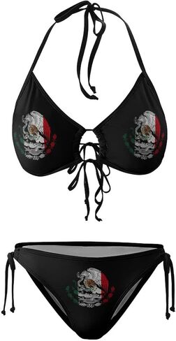 المرأة المكسيكية العلم بالإضافة إلى حجم ملابس السباحة مثير الرسن المثلث قطعتين بيكيني مجموعة in Kuwait