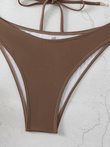 Women's 2 Piece Shell Decor Bikini Halter Tie Side Triangle Set High Cut Bikini Swimsuit Bathing Suit in Kuwait