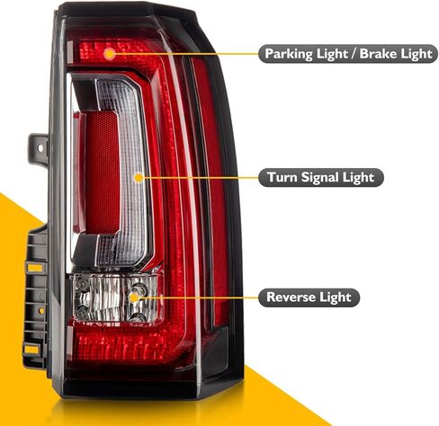 مجموعة مصابيح الذيل متوافقة مع مصابيح الفرامل الخلفية 2015-2020 GMC Yukon/Yukon XL ومصابيح الفرامل الخلفية مع المصابيح وحزام الأسلاك، جانب السائق in Kuwait