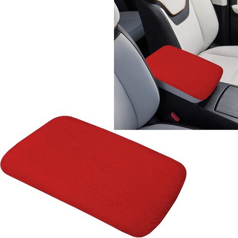 Car Center Console Protector, Car Armrest Cushion, Universal Auto Center Armrest Box Cover, Furry Armrest Seat Box Protector, Car Armrest Seat Box Cover Decor Accessories for Most Cars (Red) in Saudi Arabia
