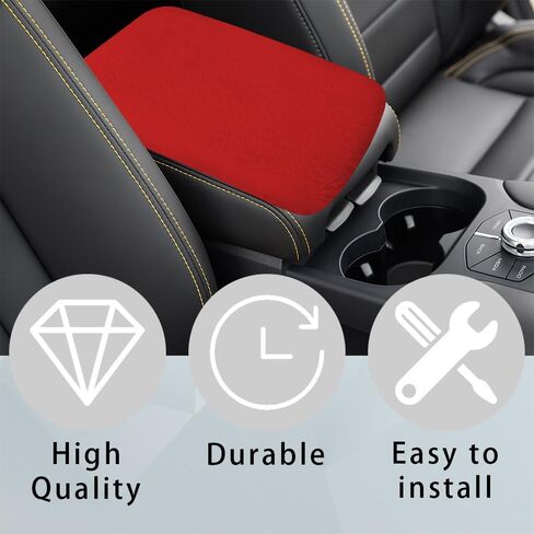 Car Center Console Protector, Car Armrest Cushion, Universal Auto Center Armrest Box Cover, Furry Armrest Seat Box Protector, Car Armrest Seat Box Cover Decor Accessories for Most Cars (Red) in Saudi Arabia