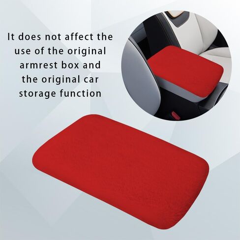Car Center Console Protector, Car Armrest Cushion, Universal Auto Center Armrest Box Cover, Furry Armrest Seat Box Protector, Car Armrest Seat Box Cover Decor Accessories for Most Cars (Red) in Saudi Arabia
