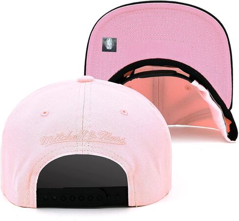 Mitchell & Ness Miami Heat Snapback Hat Adjustable Cap - Light (Pastel) Pink/Black/Pink Bottom in Saudi Arabia