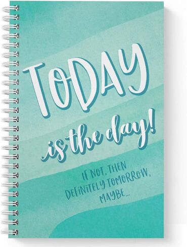 Softcover Last Minute 5.5" x 8.5" Snarky Spiral Notebook/Journal, 120 Checklist Pages, Durable Gloss Laminated Cover, White Wire-o Spiral. Made in the USA in Saudi Arabia