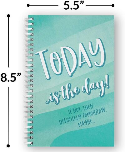 Softcover Last Minute 5.5" x 8.5" Snarky Spiral Notebook/Journal, 120 Checklist Pages, Durable Gloss Laminated Cover, White Wire-o Spiral. Made in the USA in Saudi Arabia