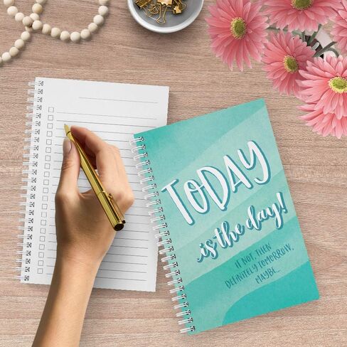 Softcover Last Minute 5.5" x 8.5" Snarky Spiral Notebook/Journal, 120 Checklist Pages, Durable Gloss Laminated Cover, White Wire-o Spiral. Made in the USA in Saudi Arabia
