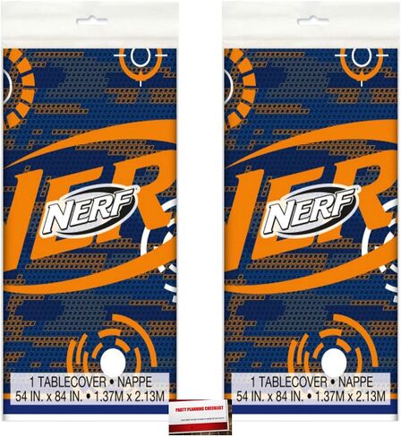 (2 Pack) Soft Dart Battle Plastic Table Cover 54 x 84 Inches (Plus Party Planning Checklist by Mikes Super Store) in Saudi Arabia