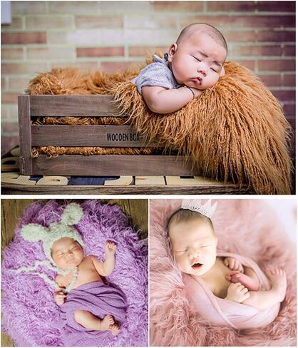 Amosfun props photography fur nail for baby blanket -newborn pictures mat photo photoshoot -Baby Photo Props Newborn DIY Photography Soft Fur- Quilt Photographic Mat (Light Grey) in Saudi Arabia