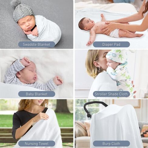 Muslin Swaddle Blanket - Soft, Silky Baby Receiving Wrap for Newborns - Unisex Design, Ideal for Boys and Girls - 47x47 Inches (120x120cm) - Large and Comfortable (Airplane & Cloud) in Kuwait