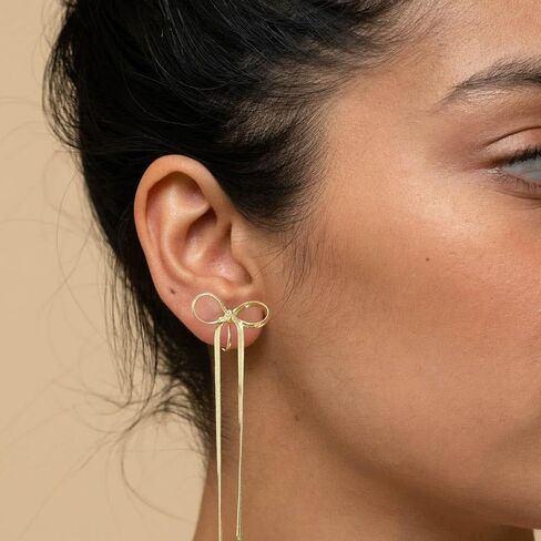 14K Gold Plated Bow Clip On Earrings Ribbon Earrings for Women Girls in Saudi Arabia