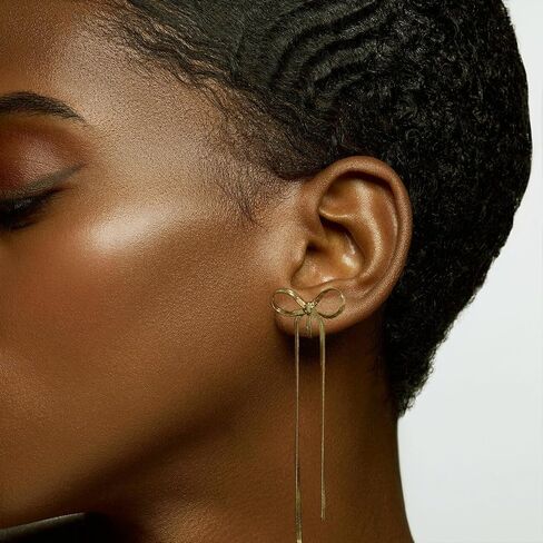 14K Gold Plated Bow Clip On Earrings Ribbon Earrings for Women Girls in Saudi Arabia
