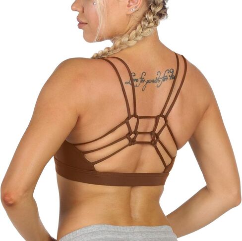 icyzone Strappy Sports Bra for Women - Medium Support Crisscross Yoga Bra Padded Workout Running Tops in Saudi Arabia