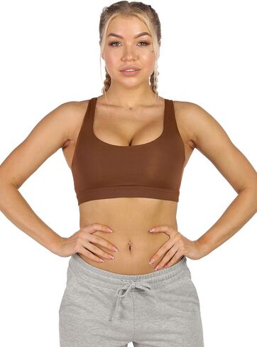 icyzone Strappy Sports Bra for Women - Medium Support Crisscross Yoga Bra Padded Workout Running Tops in Saudi Arabia