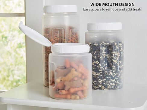 United Solutions Pet Food Dispenser with Flip Lid, 4 Quart Container with Snap-Tight Lid and Comfortable Hand Grip, Great for Dog Food, Bird Seed, Dog Treats, and More, BPA Free (Pack of 4) in Saudi Arabia