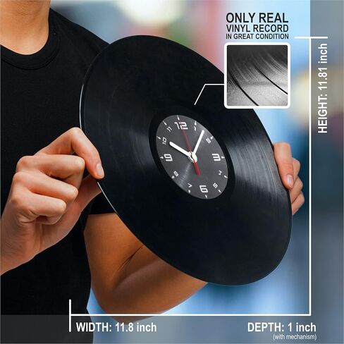 Gym Vinyl Record Clock - Workout Themed Gift Set Idea for Bodybuilder or Powerlifter Men - Bodybuilding Lover Home Gym Room Wall Decor and Equipment or Man Cave Training Decorations Theme Art Black in Saudi Arabia