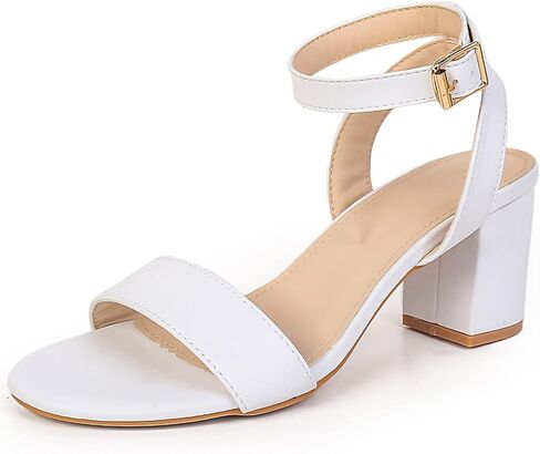 DADAWEN Women's Glitter Open Toe Ankle Strap Low Block Chunky Heels Sandals Party Wedding Bridal Dress Pumps Shoes in Saudi Arabia