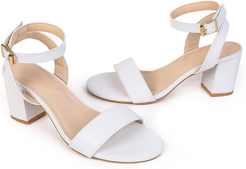 DADAWEN Women's Glitter Open Toe Ankle Strap Low Block Chunky Heels Sandals Party Wedding Bridal Dress Pumps Shoes in Saudi Arabia