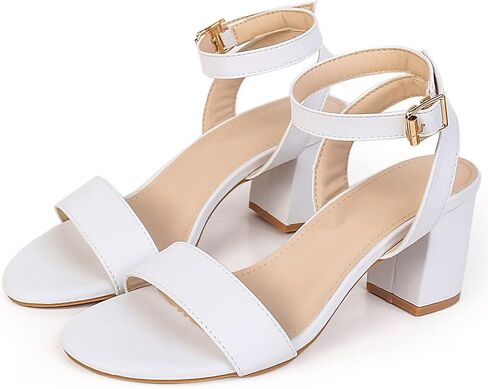 DADAWEN Women's Glitter Open Toe Ankle Strap Low Block Chunky Heels Sandals Party Wedding Bridal Dress Pumps Shoes in Saudi Arabia