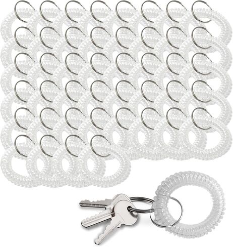 25PCS Clear Wrist Keychain – Transparent Spring Spiral Wrist Coil Key Chain for Woman Girl Wrist Key Holder Clear Color Spiral Keychain Bracelet Soft Plastic Wrist Band in Kuwait