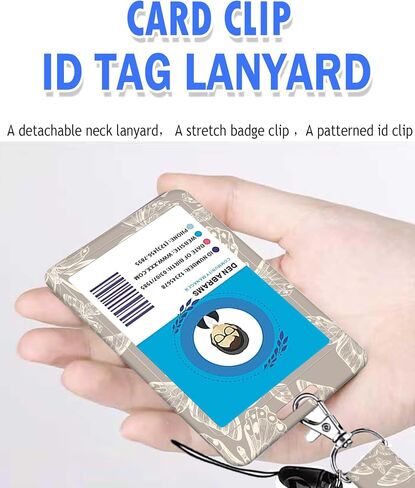 ID Badge Holder with Retractable Badge Reel Clip and Lanyard, Cute Card Name Tag Lanyard Vertical ID Protector Bage Clips for Nurse Doctor Teacher Student (Grey Butterfly) in Saudi Arabia