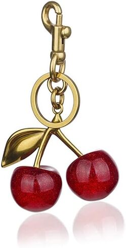 Flexita Cherry Bag Charm, Cherry Keychain Accessory Purse Charm, Cherries Handbag Pendant Keychain Women's, Resin Charm Cherry Pendant Shoulder Bag Decoration Fruit Leaf Shape Keychain With BOX in Saudi Arabia