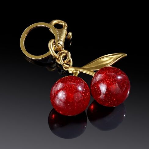 Flexita Cherry Bag Charm, Cherry Keychain Accessory Purse Charm, Cherries Handbag Pendant Keychain Women's, Resin Charm Cherry Pendant Shoulder Bag Decoration Fruit Leaf Shape Keychain With BOX in Saudi Arabia