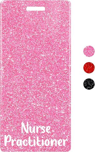 Plifal Nurse Practitioner Badge Buddy Card Nurse Nursing Accessories Glitter Vertical Badge Identification Tags in Saudi Arabia