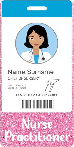 Plifal Nurse Practitioner Badge Buddy Card Nurse Nursing Accessories Glitter Vertical Badge Identification Tags in Saudi Arabia