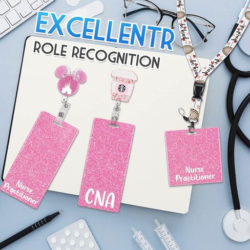 Plifal Nurse Practitioner Badge Buddy Card Nurse Nursing Accessories Glitter Vertical Badge Identification Tags in Saudi Arabia
