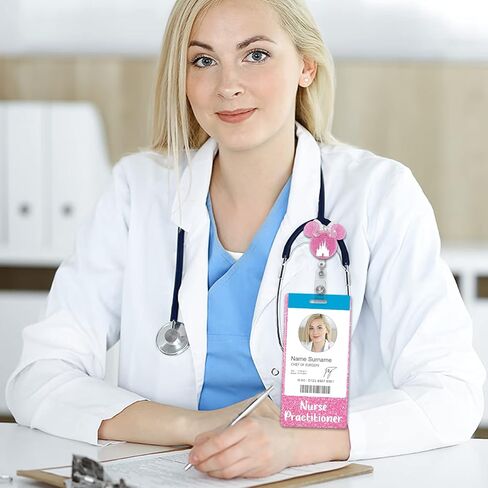 Plifal Nurse Practitioner Badge Buddy Card Nurse Nursing Accessories Glitter Vertical Badge Identification Tags in Saudi Arabia